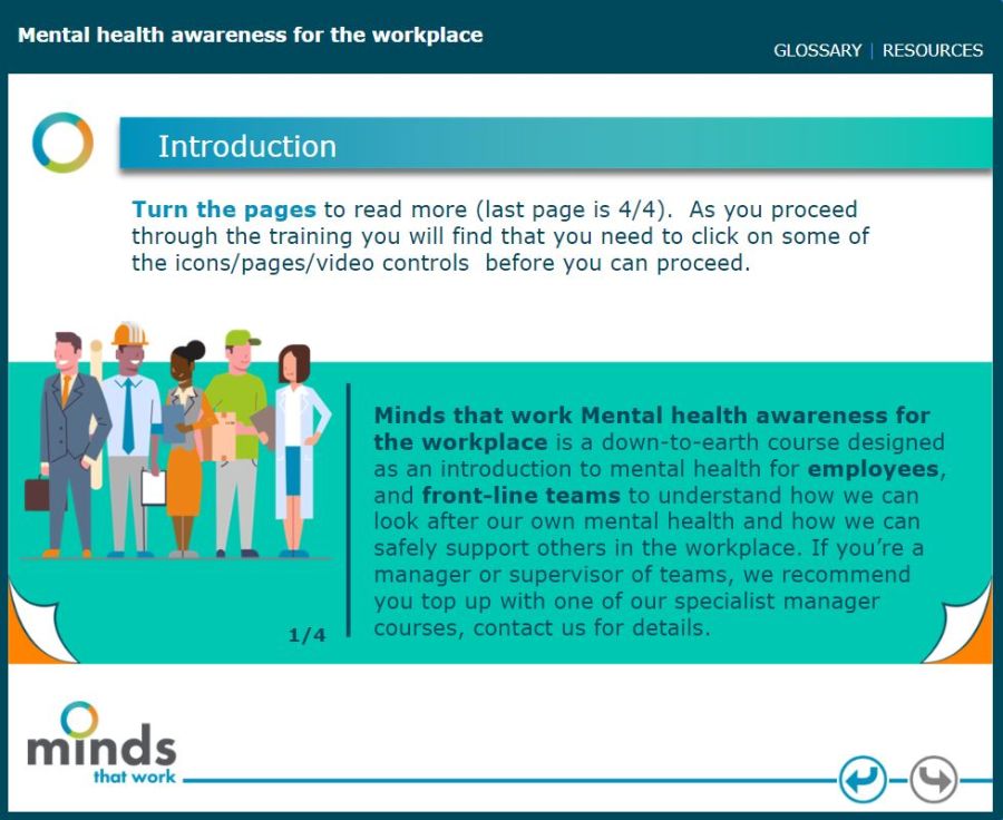 Intro slide from a Minds that Work training course by an Instructional Designer